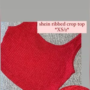 red ribbed crop top